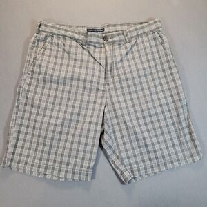 Tommy Hilfiger Checkered Shorts Gray Size 38 Classic Preppy Plaid Summer Style